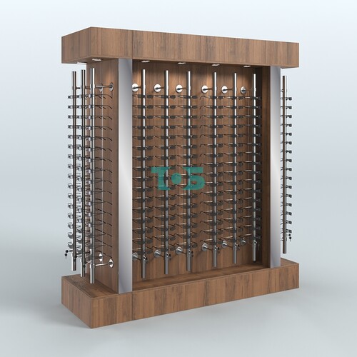 Комплект стеллажей из ДСП с подсветкой для продажи очков №1-б (З/Д) (с торцевыми зеркалами)