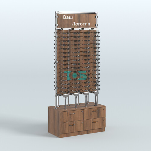 Островная двусторонняя витрина для продажи очков №ВДПО-ОД-Т19-Д24 З/С-ДСП (открытый доступ)