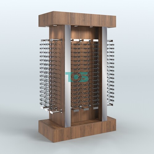 Комплект стеллажей из ДСП с подсветкой для продажи очков №2-а-Д24 (откр.доступ) с торцевыми зеркалами