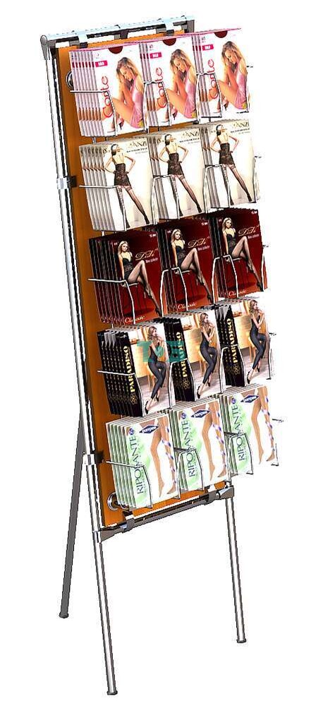 Пристенный хромированный стенд с ячейками-карманами для колгот №3-Д12