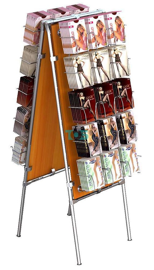 Островной хромированный стенд Шалаш с ячейками-карманами для колгот №5-Д12