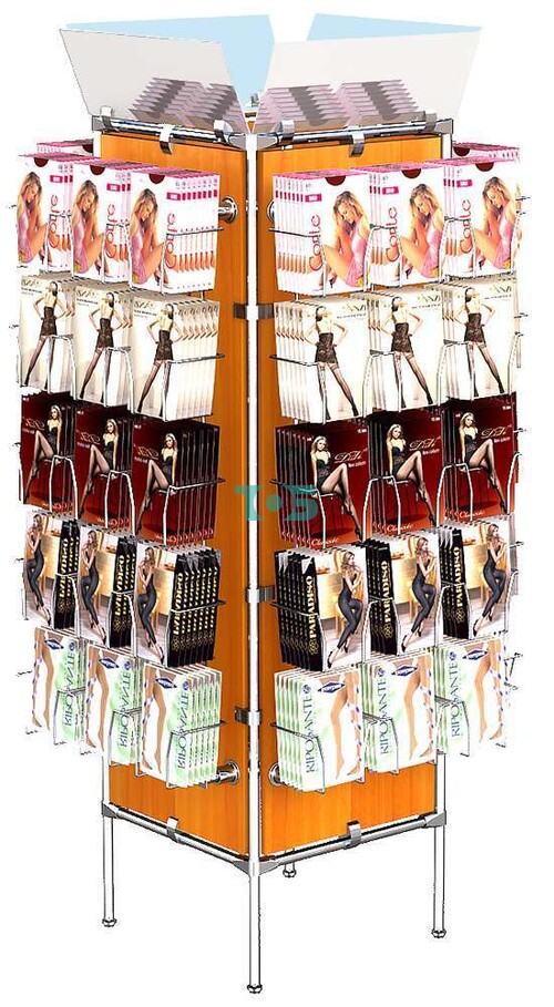 Хромированный стенд Квадрат в центр зала для колгот №4а-Д12 (с обзорными зеркалами)