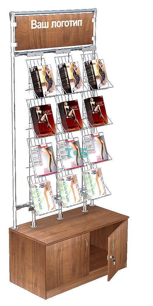 Торговая пристенная витрина для продажи колгот без задней стенки №ВДПК-Т25-Д02