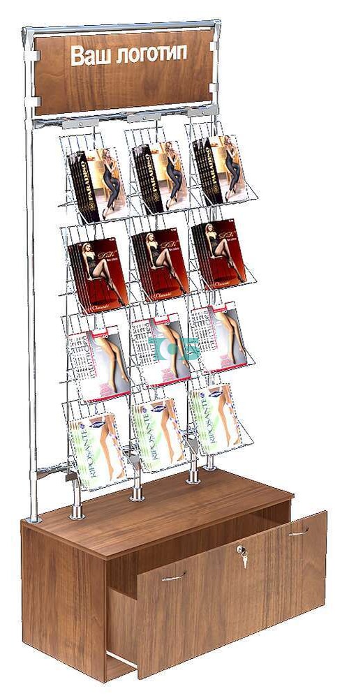 Торговая витрина с наклонными ячейками для продажи колгот без задней стенки №ВДПК-Т16-Д02