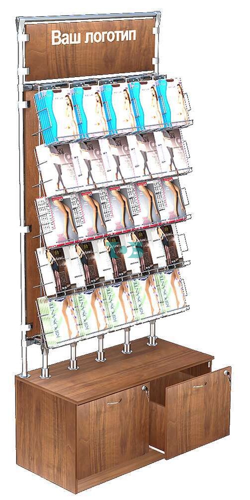 Торговая вместительная витрина с двумя ящиками для продажи колгот №ВДПК-Т20-Д11 З/С-ДСП