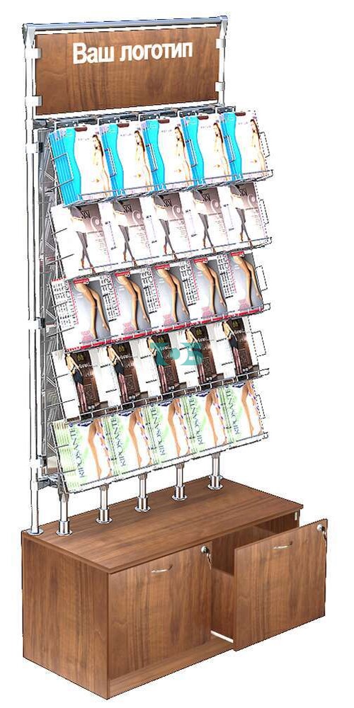 Торговая витрина с двумя накопительными ящиками для продажи колгот №ВДПК-Т20-Д11 З/С-Зеркало