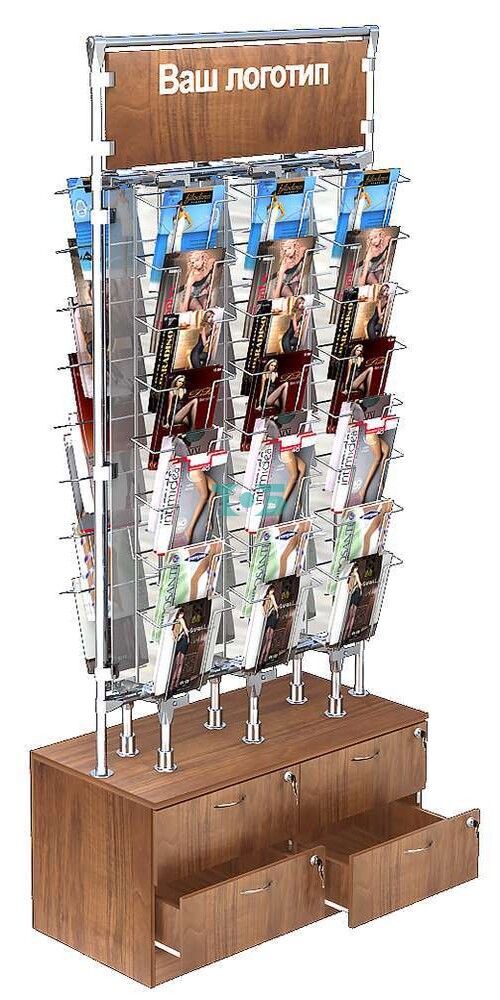 Открытая островная витрина для продажи колгот З/C-Зеркало №ОВДПК-Т19-Д04