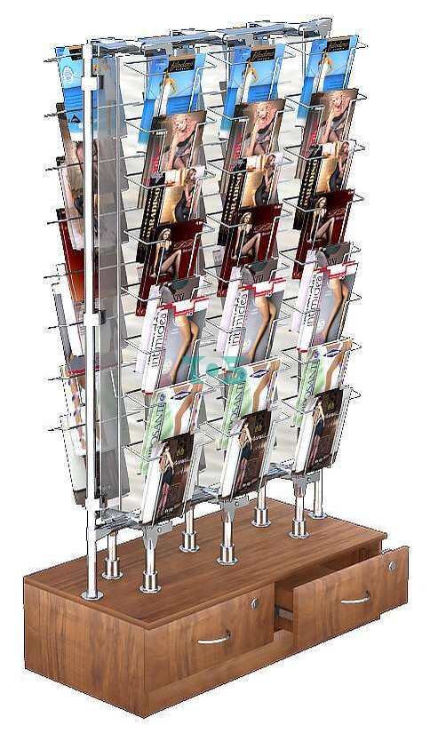 Стенд типовой в центр зала с хромированными дисплеями для продажи колгот З/C Зеркало СДПК-Т28-Д04