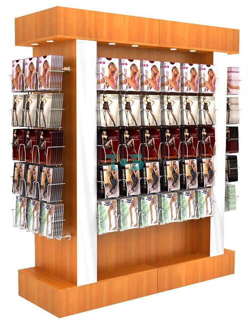 Комплект стеллажей из ДСП с подсветкой для продажи колгот с большим обзором №2А-Д12