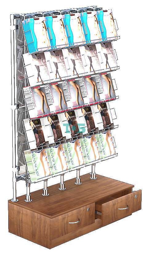 Пристенный стенд для продажи колгот З/C-Зеркало с большим количеством ячеек ПСДПК-Т28-Д11