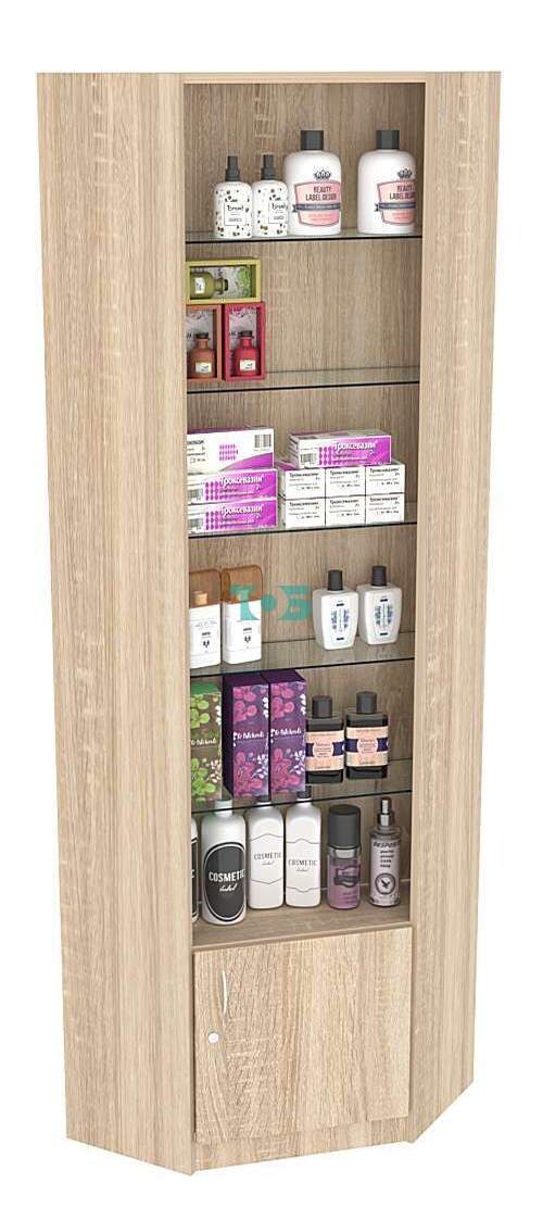 Угловая витрина СЭСП-О №5-300 (З/C - ДВП) со стеклянными полками