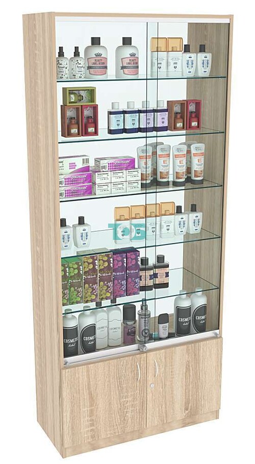 Витрина СЭСП-Z №1-400 (З/C - Стекло) со стеклянными полками и шторками