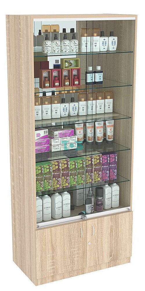 Витрина СЭСП-Z №1-500 (З/C - Зеркало) со стеклянными полками и шторками