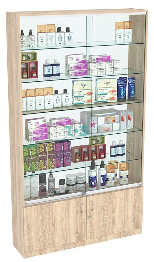 Витрина СЭСП-Z №1-1-300 (З/C - Стекло) со стеклянными полками и шторками