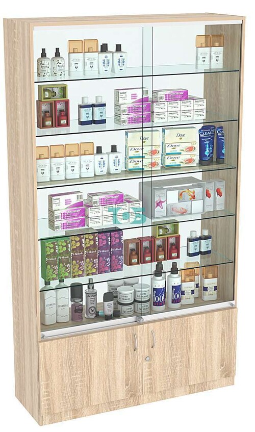 Витрина СЭСП-Z №1-1-400 (З/C - Стекло) со стеклянными полками и шторками