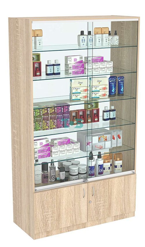 Витрина СЭСП-Z №1-1-500 (З/C - Стекло) со стеклянными полками и шторками