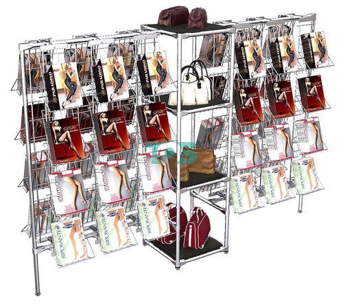 Двусторонний стенд для продажи колгот ЛИНИЯ Д-02 №2-3 с полками ДСП 16 мм