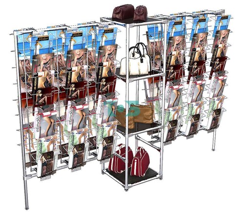 Хромированный стенд с регулирующими ножками для продажи колгот ЛИНИЯ Д-04 №2-2 и тонированными полками стекло 8 мм