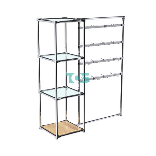 Хромированное вешало ШТАНГА №1-1 с полками стекло 6 мм