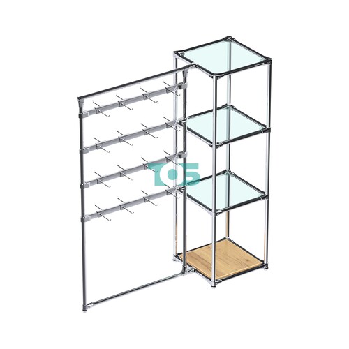 Хромированное вешало ШТАНГА №1-1 с полками стекло 6 мм