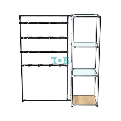 Хромированное вешало ШТАНГА №1-1 с полками стекло 6 мм