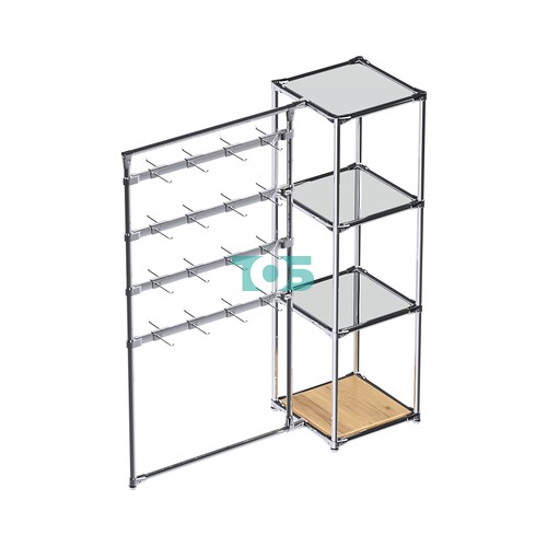 Хромированное вешало ШТАНГА №1-4 с зеркальными полками 4 мм