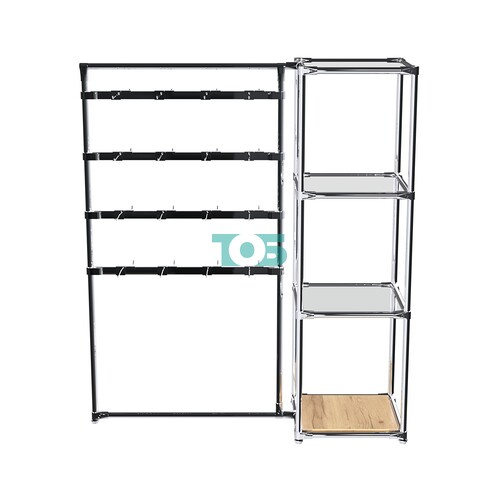 Хромированное вешало ШТАНГА №1-4 с зеркальными полками 4 мм