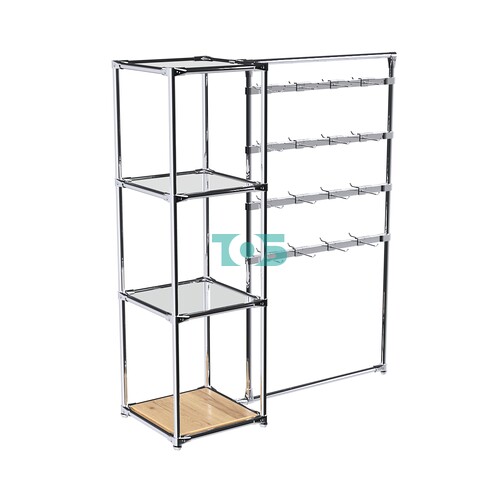 Хромированное вешало ШТАНГА №1-4 с зеркальными полками 4 мм