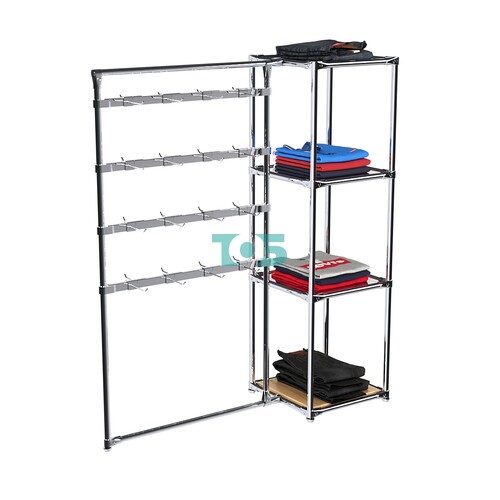 Хромированное вешало ШТАНГА №1-4 с зеркальными полками 4 мм