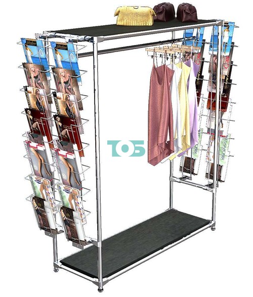 Вешало для продажи колгот и одежды с хромированным каркасом и дисплеями TD-10-Д04 №1-3