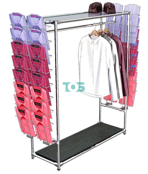 Вешало для продажи рубашек ВДПР-10-Д04 №1-1 с полкой стекло 6 мм и дисплеями