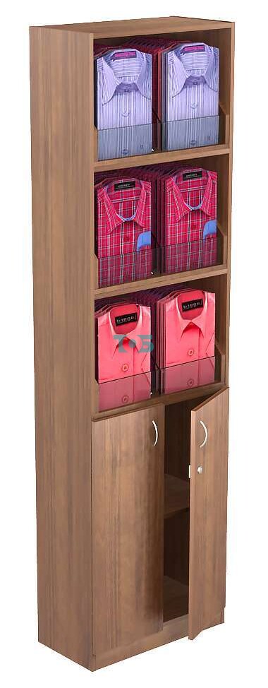 Стеллаж со стеклянными разделителями и большим накопителем для продажи рубашек СДПР-1-810