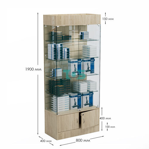 Витрина СЕТЬ №2-П с экономпанелью и полками