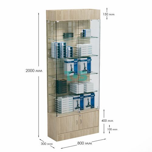 Витрина СЕТЬ №4-П с экономпанелью и полками