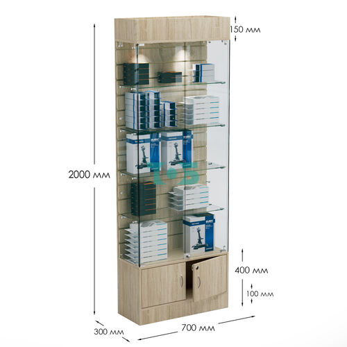 Витрина СЕТЬ №5-П с экономпанелью и полками