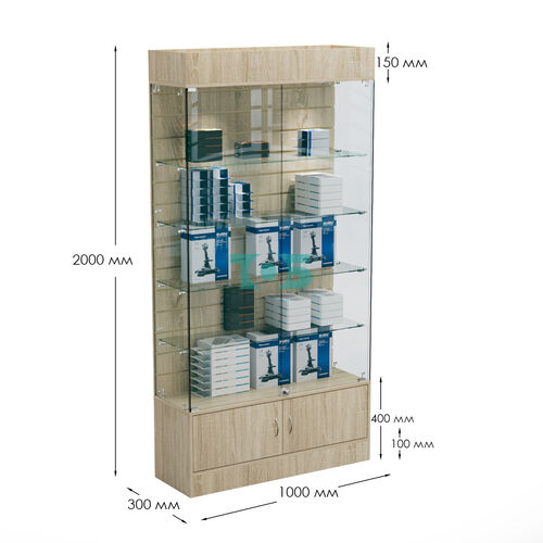 Витрина СЕТЬ №3-П с экономпанелью и полками