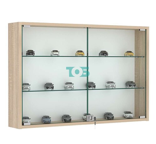 Витрина настенная №3-1А широкая со стеклянными полками