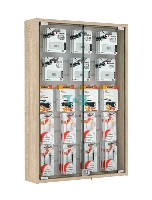 Витрина настенная №2-1Б с эконом панелью и стеклянными дверками