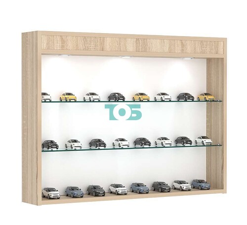 Витрина настенная №3-3Г открытого доступа со стеклянными полками и верхней подсветкой