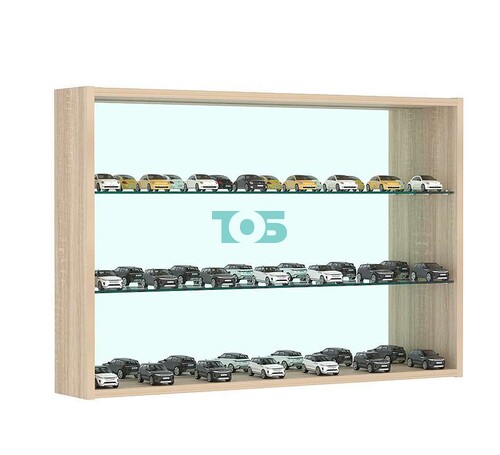 Витрина настенная №3-2Г с двумя полками из стекла и зеркалом