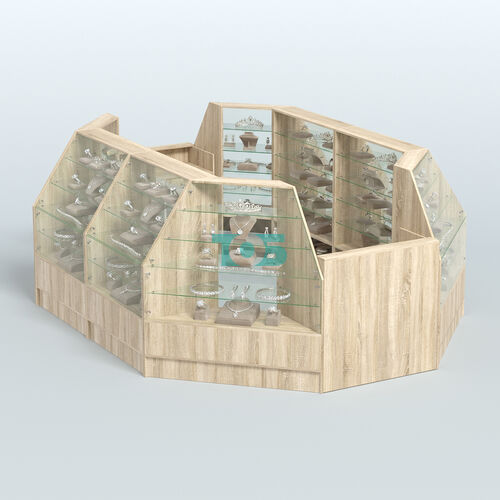 Низкий торговый остров серии Алмаз №3 с двумя кассовыми прилавками