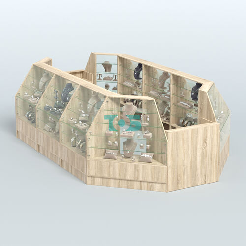 Низкий торговый остров серии Алмаз №5 большой, на два кассовых места