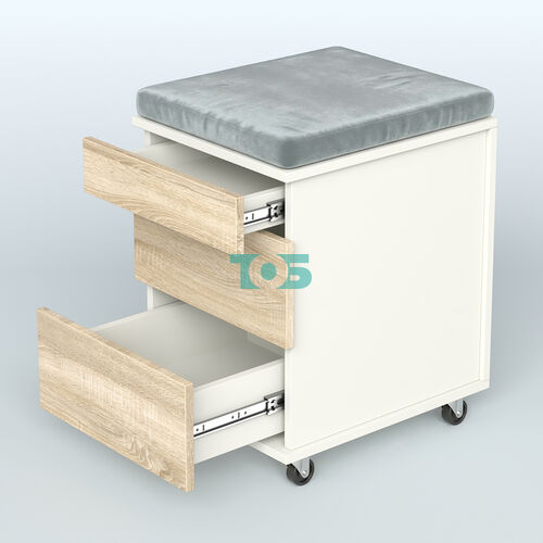 Тумба мобильная Фламинго 2 ящика + 1 ящик-лоток с подушкой