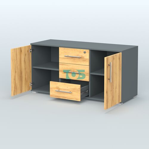 Тумба стационарная для оргтехники, цвет темный дуб