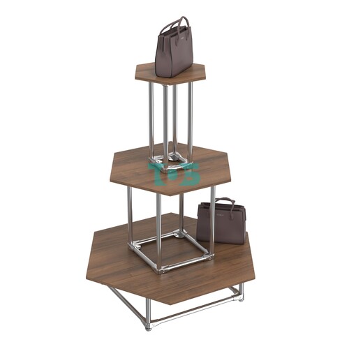 Торговый хромированный остров ПИРАМИДА №7 (полки ДСП 16мм)