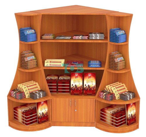 Угловой низкий стеллаж для продажи конфет и орехов с прямыми полками серии NUT №1