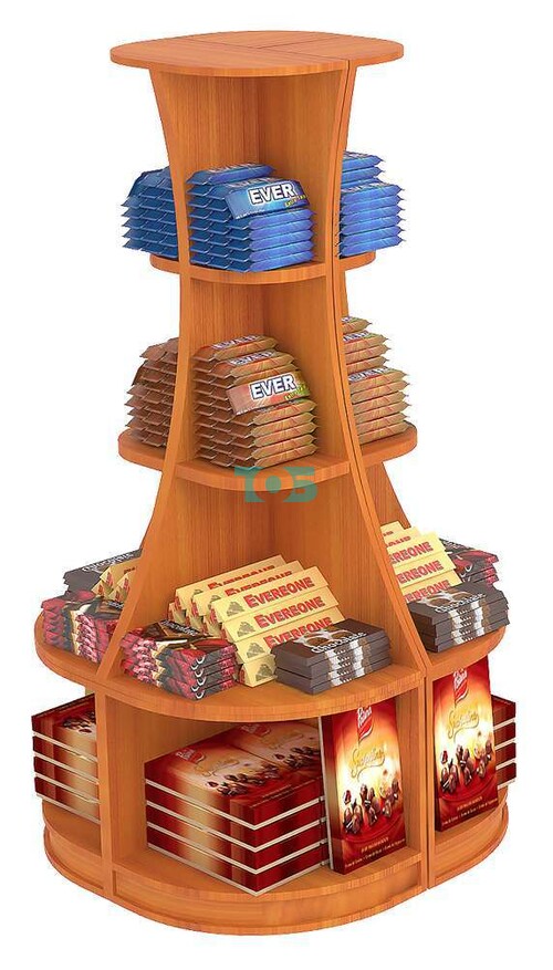 Островной низкий круглый стеллаж для продажи конфет и орехов с секторами Бутылочка серии NUT №1