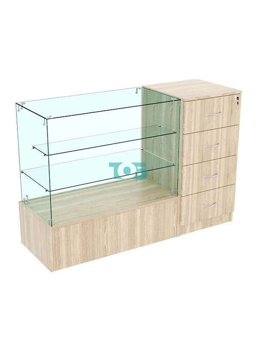 Прилавок двухсекционный Истра из ДСП и стекла №2+13