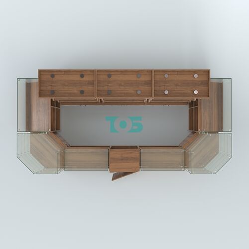 Пристенный павильон со стеклянными прилавками под выкладку хлеба и выпечки №2