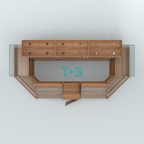 Пристенный павильон с прилавками из ДСП для продажи хлеба и выпечки №4